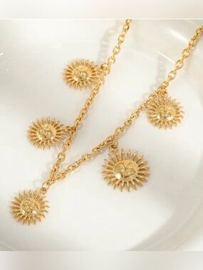 Sun Charms 18K Gold Plated Stainless Steel Necklace